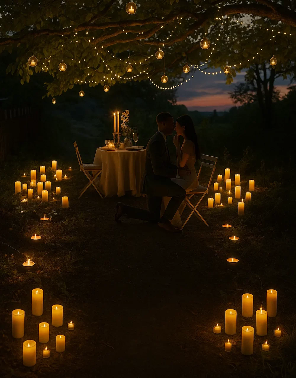romantic set up in nature with somnis proposals