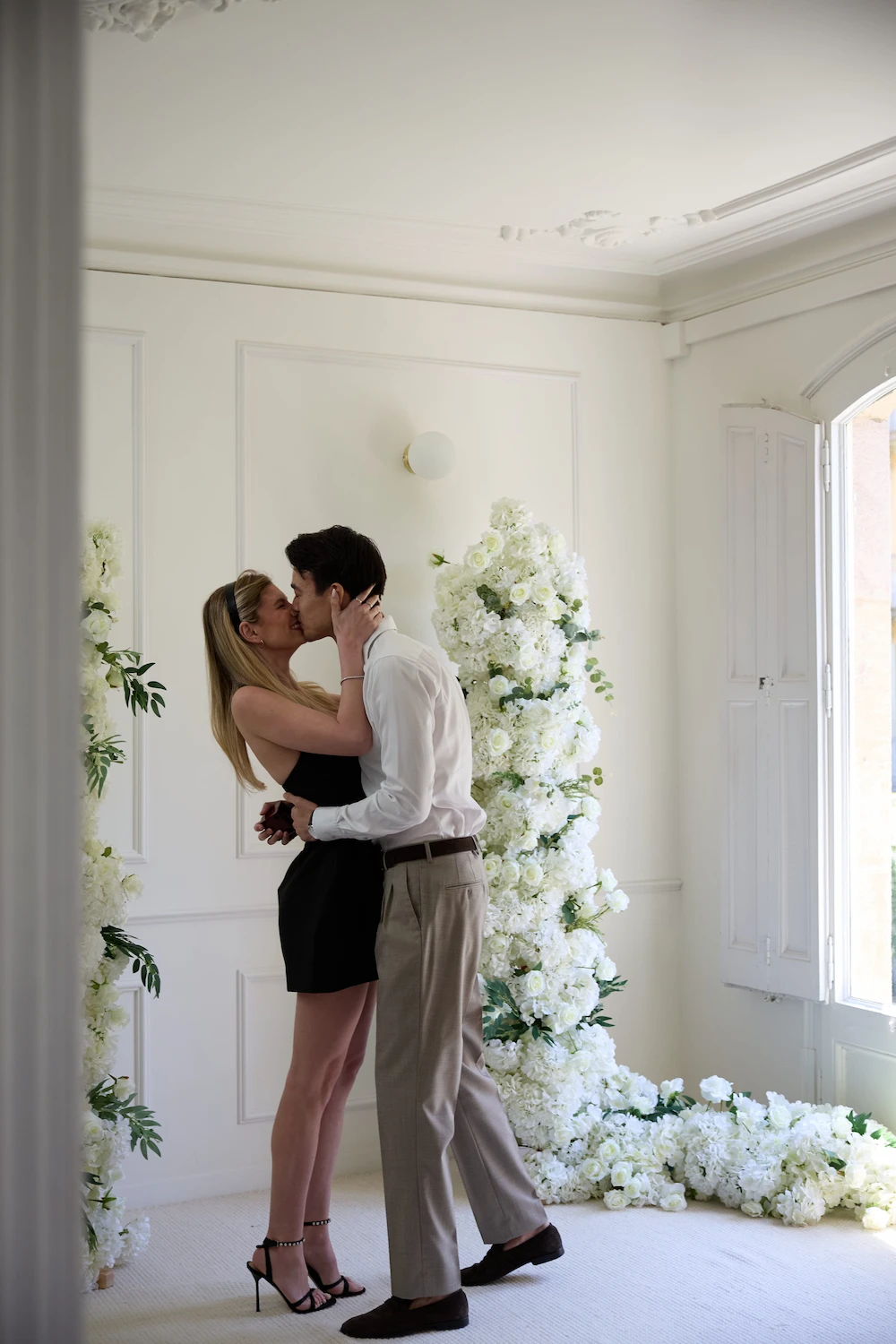 Happy couple show off their intimate engagement moment with the help of Somnis Proposals