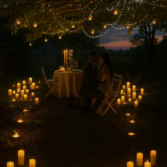 A romantic setup as a proposal service by Somnis Proposals