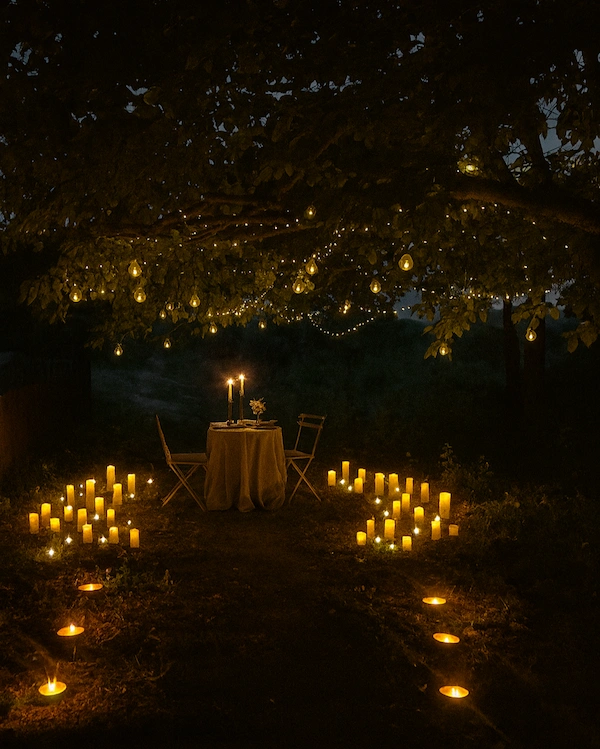A romantic setup as a proposal service by Somnis Proposals