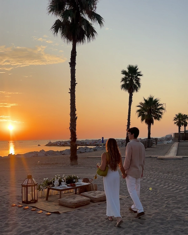 Happy couple show off their intimate engagement moment with the help of Somnis Proposals